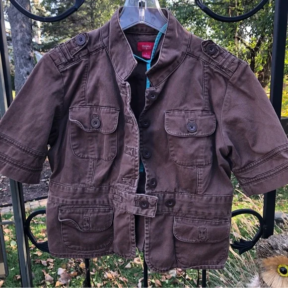 Tops | Brown Vintage Short Sleeve Jacket Sz S | Poshmark